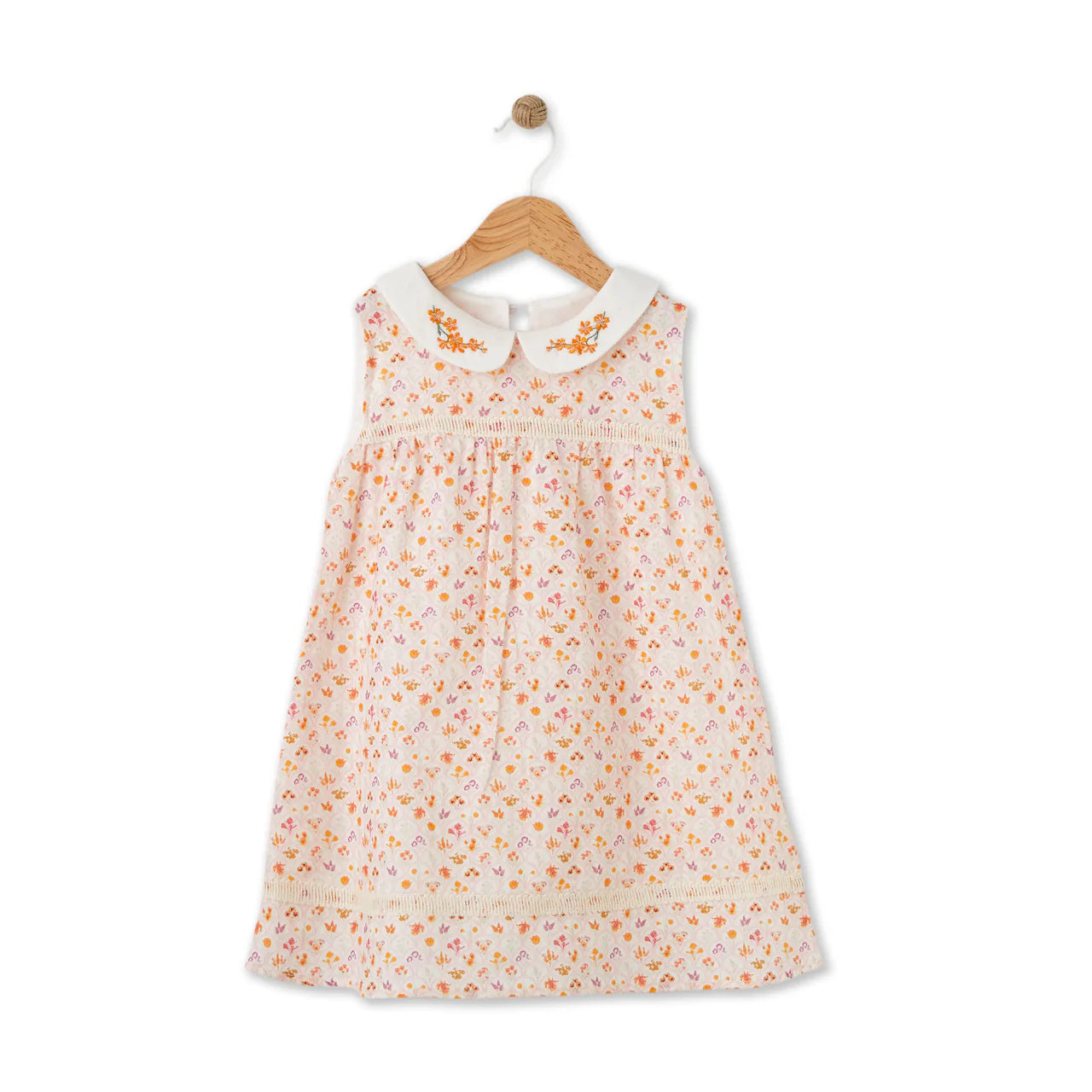 Oranje Meisjesjurk met Fijne Borduursels