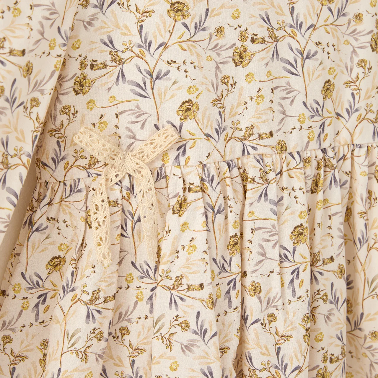 Katoenen Jurk met Bloemenprint en Strikdetail