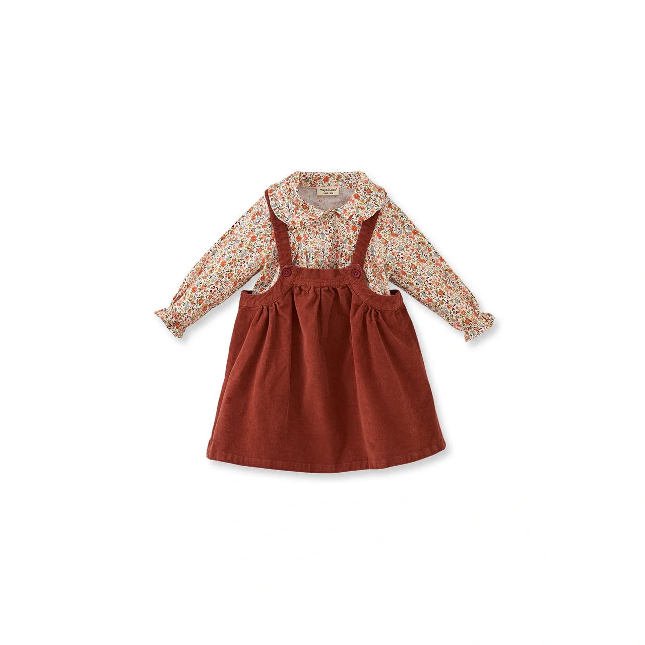 Bordeaux Fluwelen Jurk en Blouse met Print