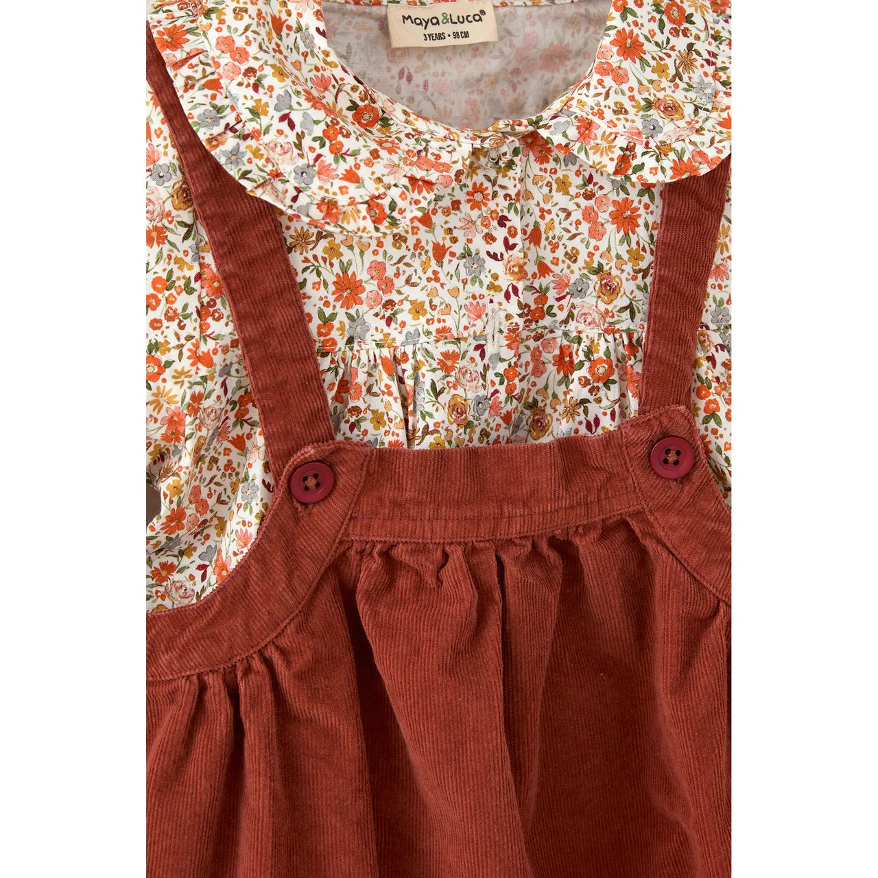 Bordeaux Fluwelen Jurk en Blouse met Print