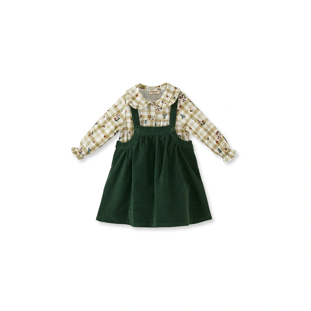 Groene Fluwelen Jurk en Blouse met Print