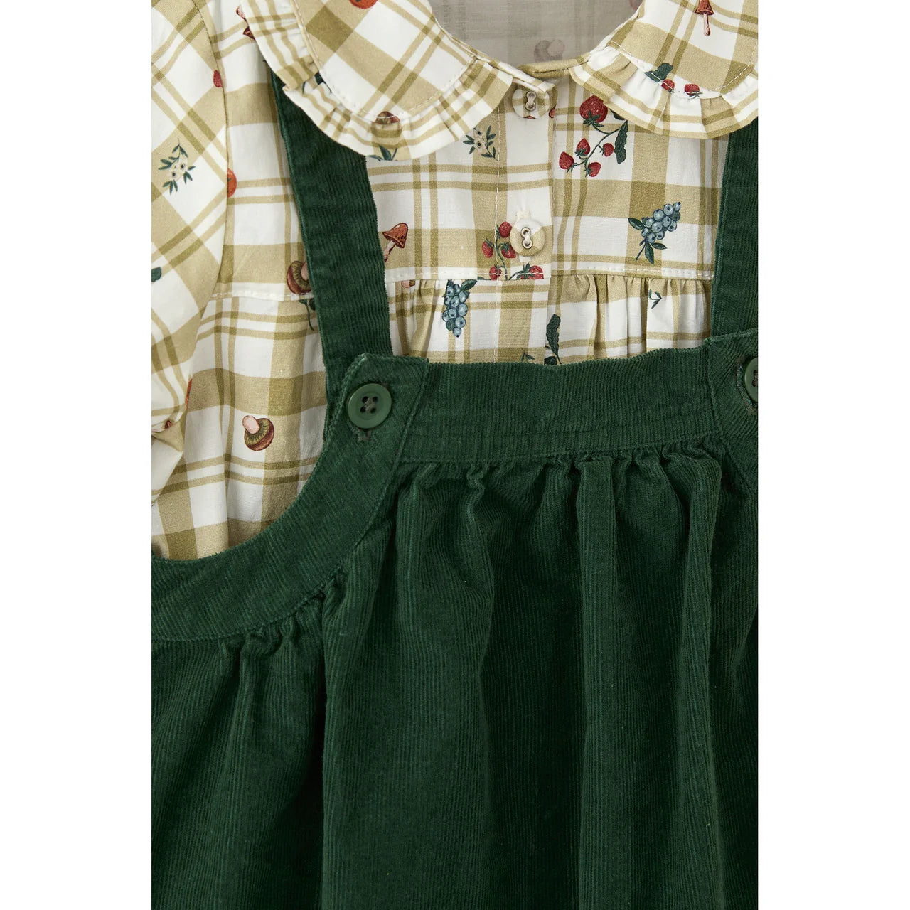 Groene Fluwelen Jurk en Blouse met Print