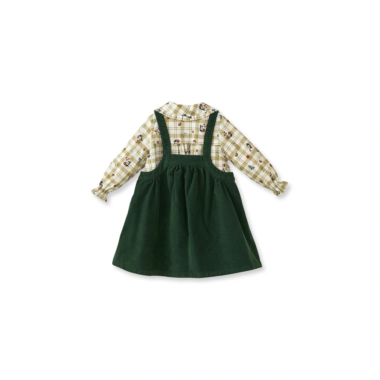 Groene Fluwelen Jurk en Blouse met Print