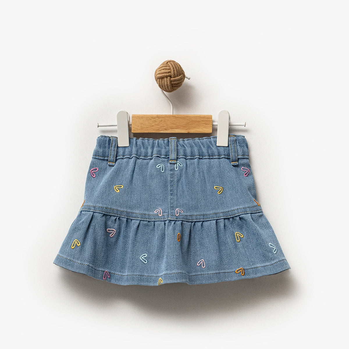 Denim rok met hartjesdetail