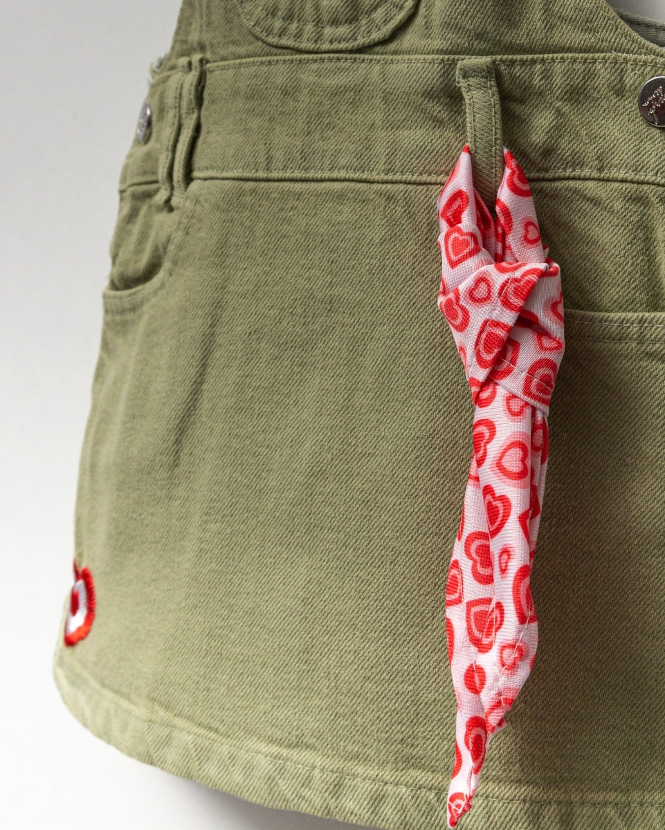 Groene denim tuinrok