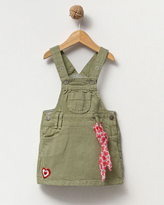 Groene denim tuinrok