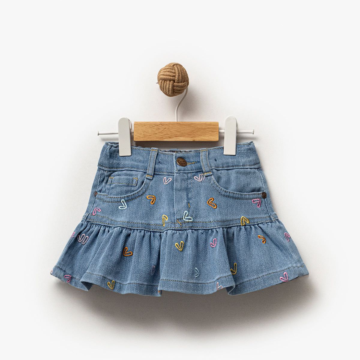 Denim rok met hartjesdetail