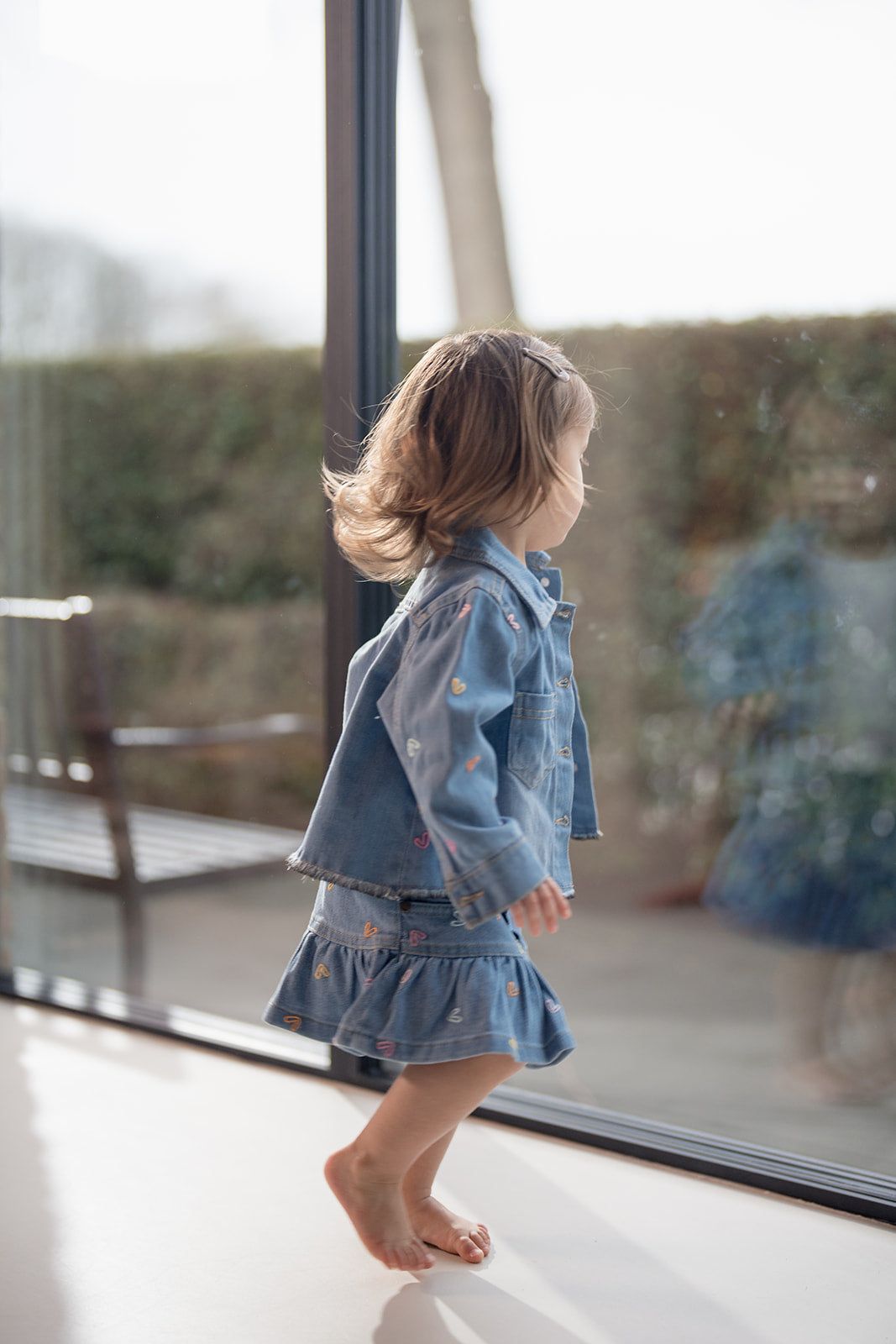 Denim rok met hartjesdetail