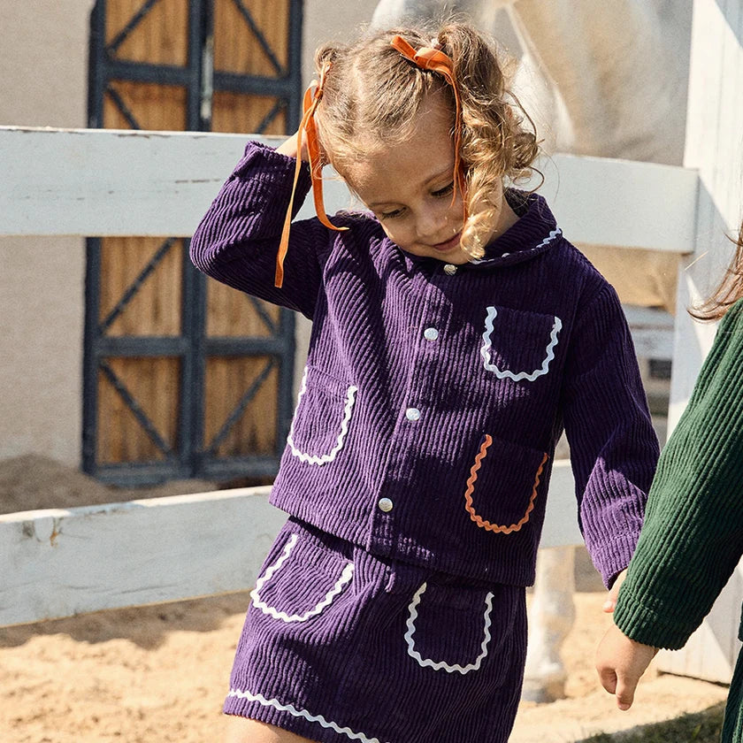 Paarse Fluwelen Rok en Jasje