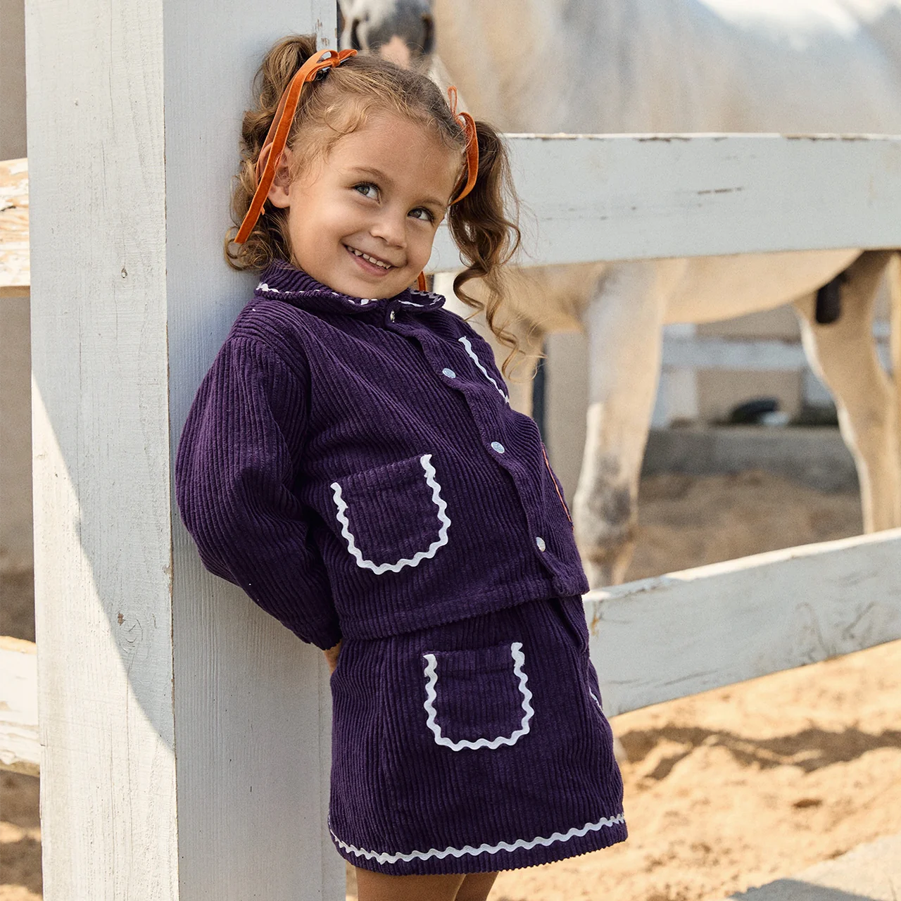 Paarse Fluwelen Rok en Jasje