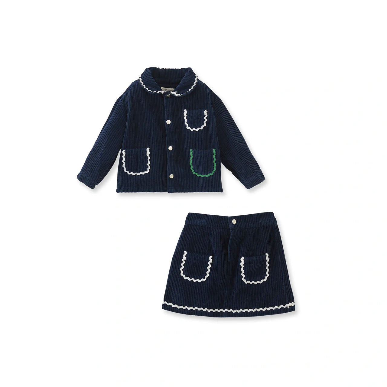 Navy Fluwelen Rok en Jasje